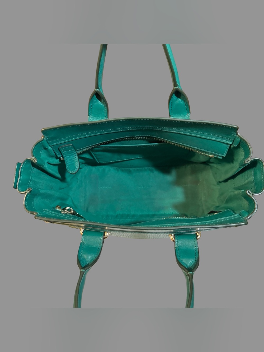 AUTHENTIC Coach Swagger 27 Satchel in Green Pebble Leather - Picture 8 of 11